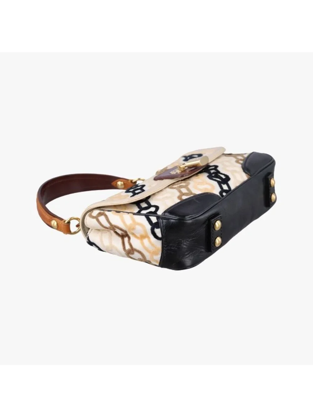 Louis Vuitton Dolly Black White Multicolor Cotton Velvet Shoulder Bag